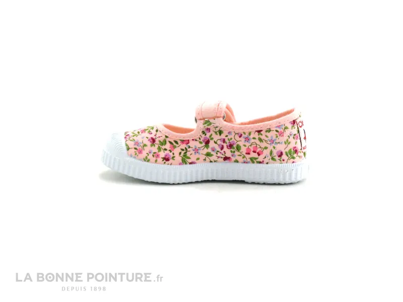 Achat chaussures Cienta Bébé Chausson Toile, vente Cienta 76999 41 Rose fleuri - Ballerine toile - Bride velcro