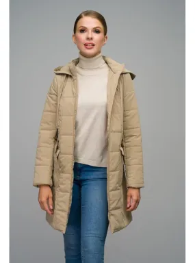 Beige - Fully Lined - Hooded collar - Puffer Jackets