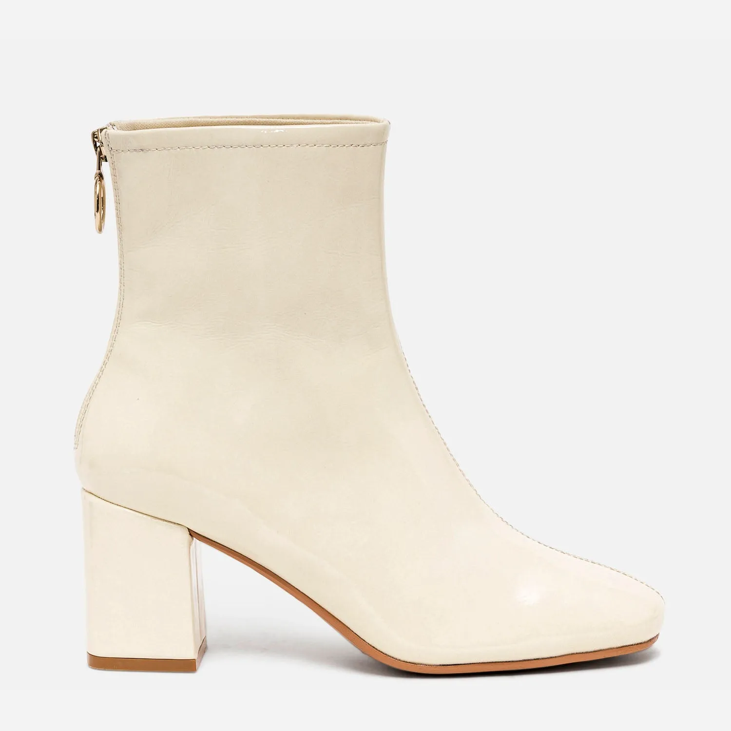 Boots blanc cassé verni à zip arrière - Boots / bottines Femme | ERAM