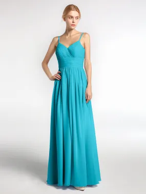 Bretelles Spaghetti Mousseline Maxi Robes Jade