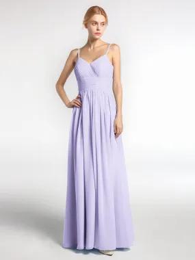 Bretelles Spaghetti Mousseline Maxi Robes Lilas Grande Taille