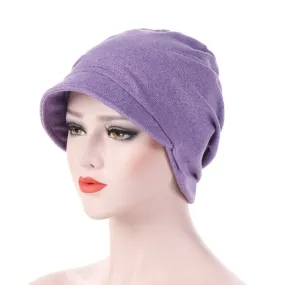 BRIGITTE Foulard Casquette Chimio Coton Femme Violet