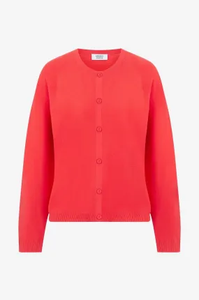 Cardigan fin boutonné à col rond en coton et cachemire