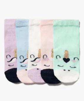 chaussettes a motifs licorne bebe fille (lot de 5) bleu standard chaussettes