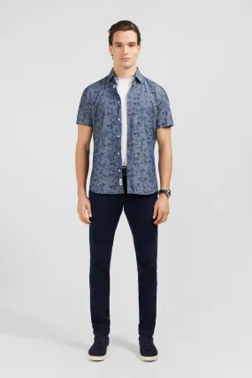 Chemisette en denim à motif fleurs et feuilles