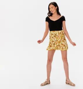 Flared Mini Skirt for Women - Multicolored Print
