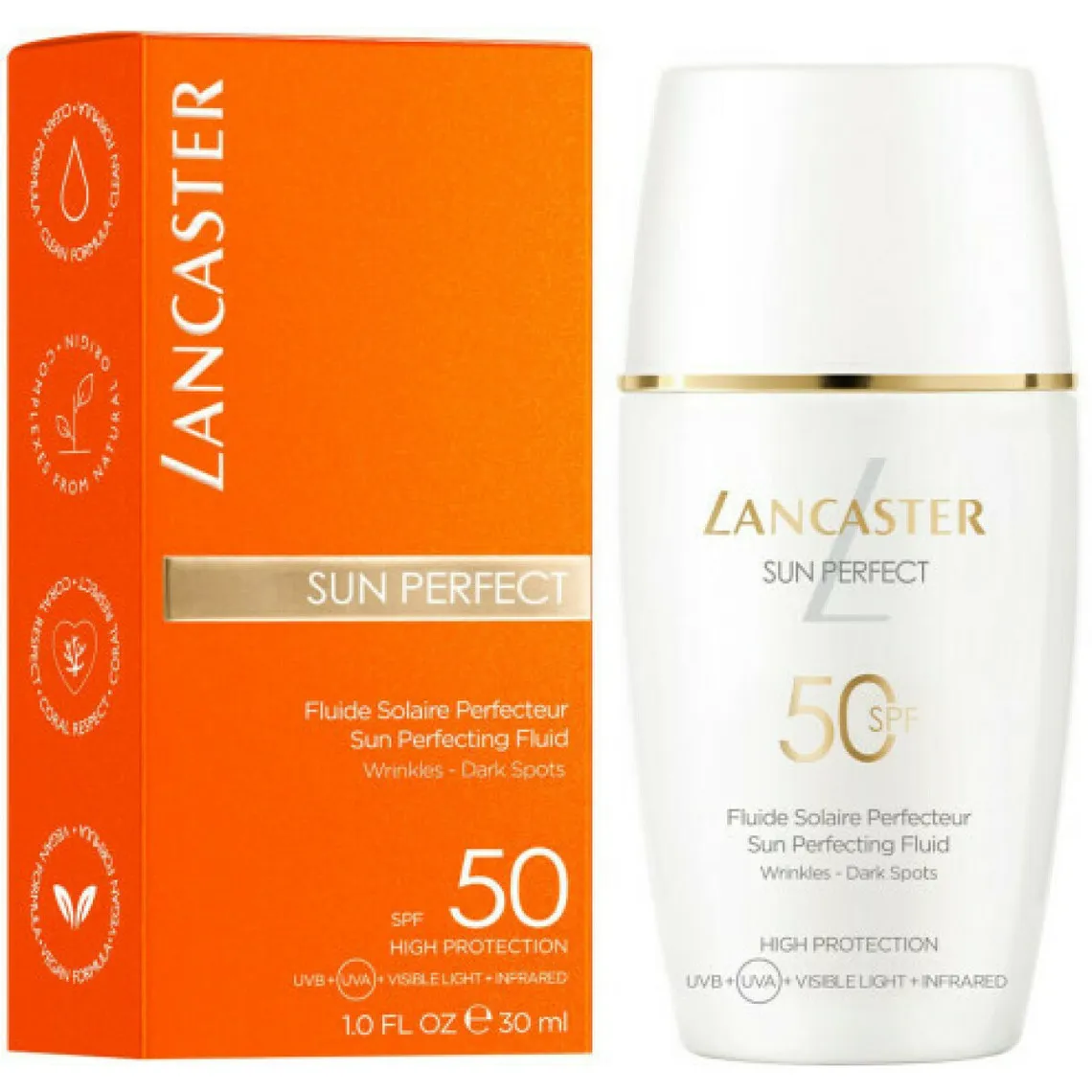 Fluide Solaire Perfecteur Rides Tâches Spf 50 - Sun Perfect Lancaster Solaires - Crème Solaire Visage Homme sur Men