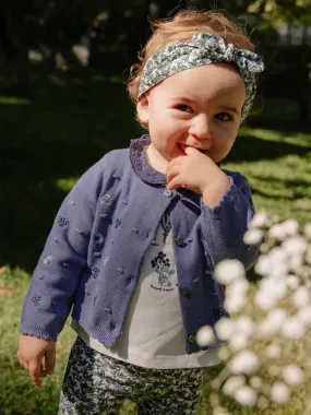 Gilet bleu en tricot fantaisie