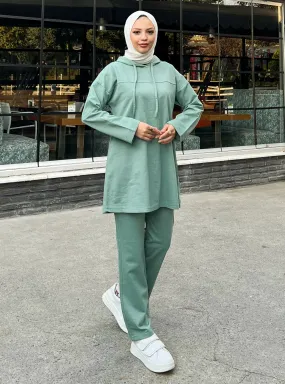 Green Almon - Hooded collar - Tracksuit Set