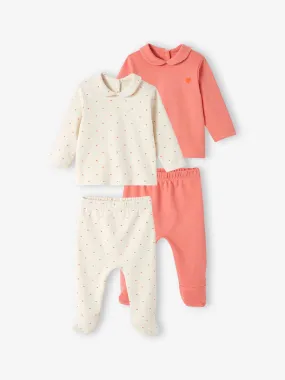 Lot de 2 pyjamas coeur  fluo bébé en interlock écru - Vertbaudet