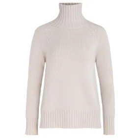 Max Mara Pull à col roulé 'S' en laine et cachemire blancs