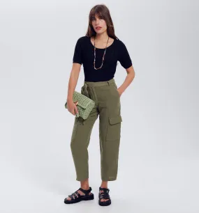 Pantalon cargo en lin - Kaki
