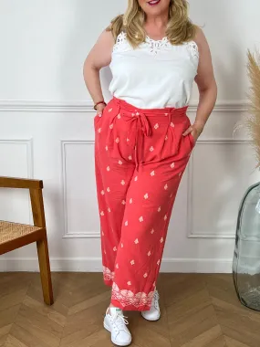 Pantalon corail en lin : Meli
