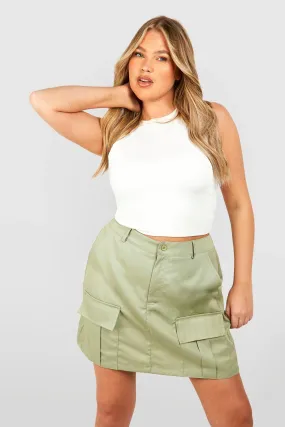 Plus size - Cargo pocket mini skirt