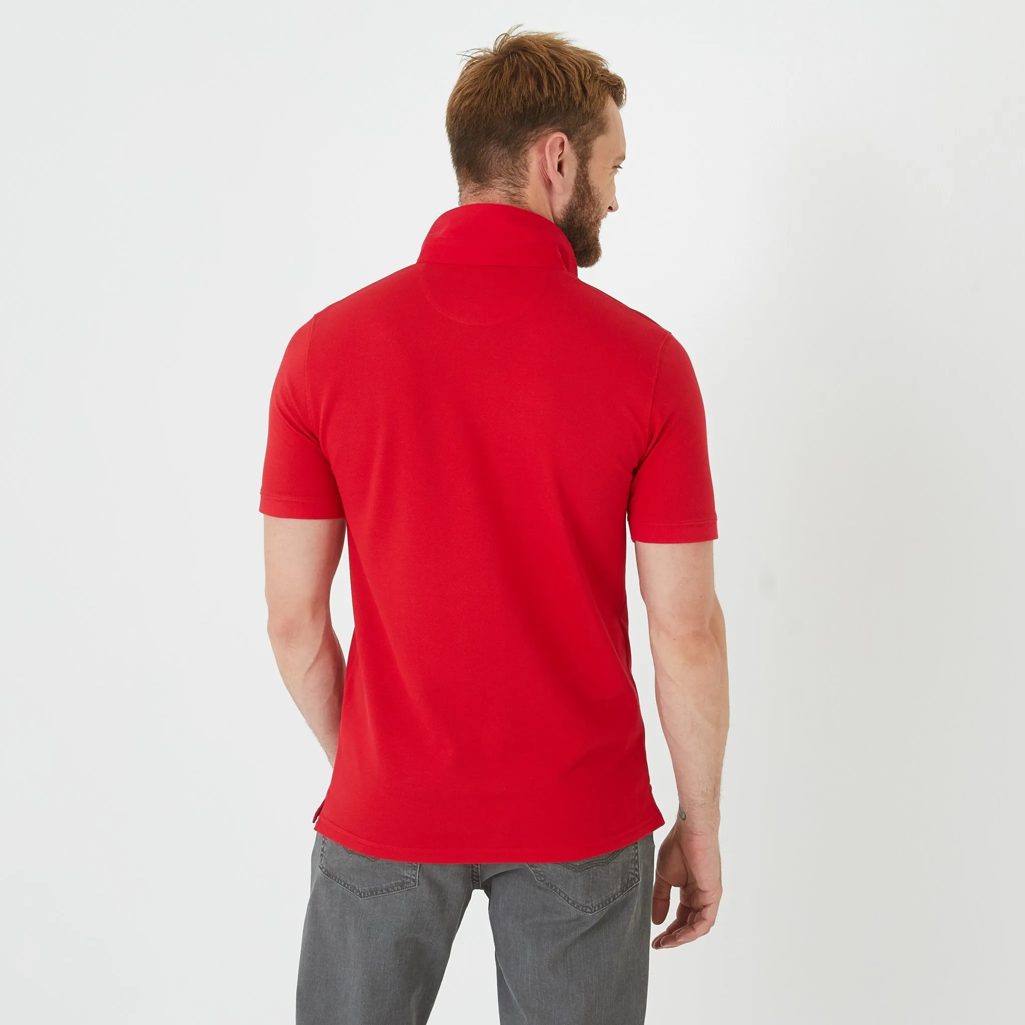 Polo rouge en coton piqué