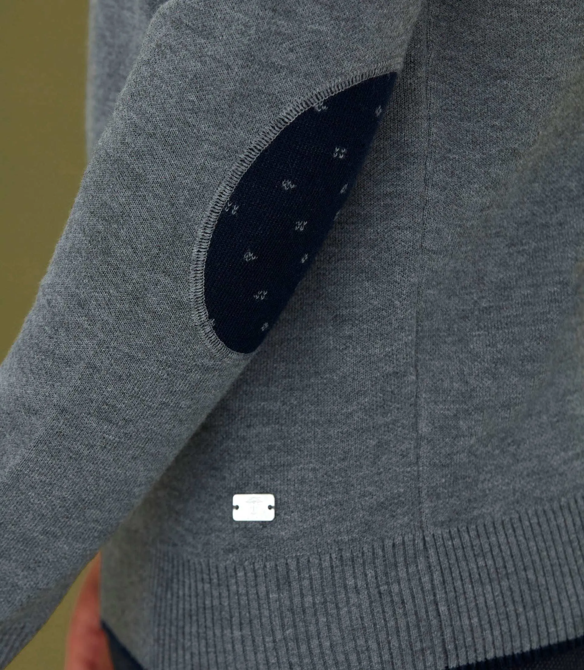 Pull col rond à motif gris Lison