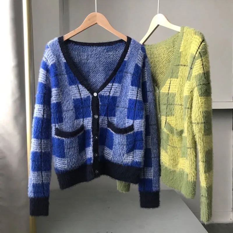 Pull vintage femme à boutons et poches • Vintage Univers