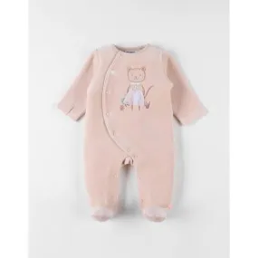 Pyjama 1 pièce guépard en velours poudre orange - Noukies