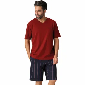 Pyjama court col V homme Business rouge en coton Eminence - Pyjama court Homme sur MenCorner