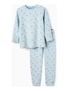 Pyjama côtelé avec motif pour garçon 'Sail Boats' manches longues ESSENTIALS LINE - Bleu