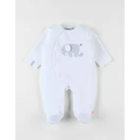 Pyjama naissance 1 pièce éléphant en jersey blanc - Noukies