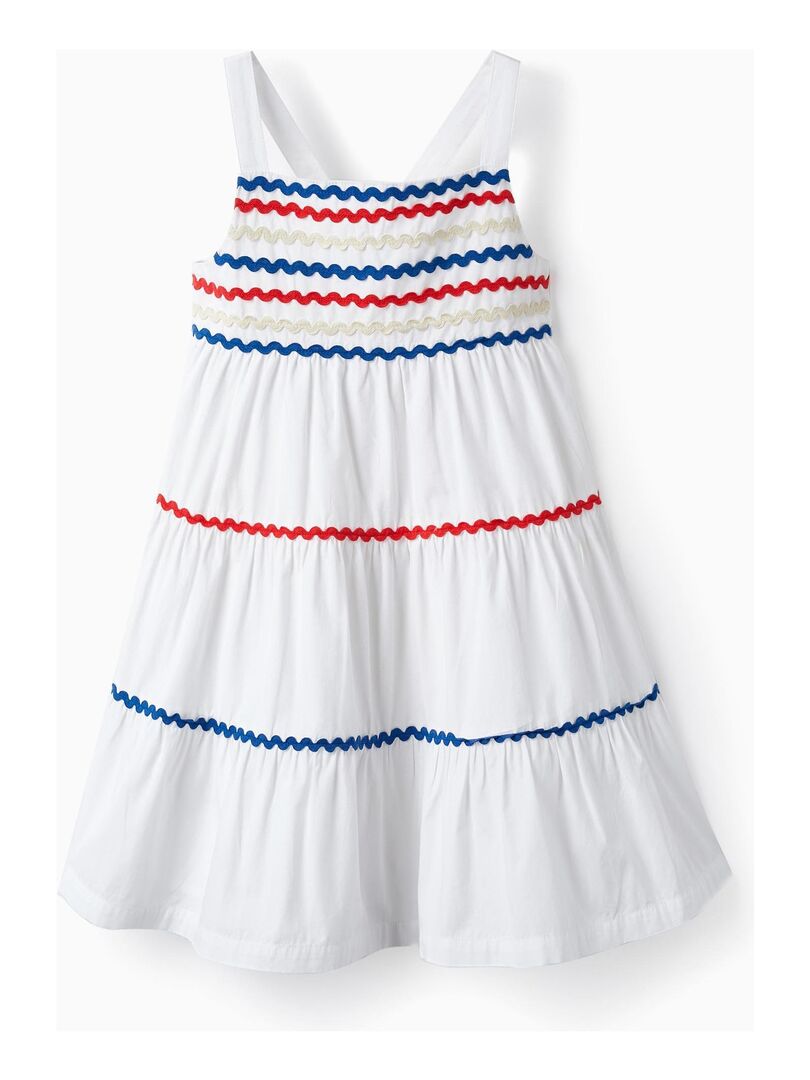Robe en coton pour fille manches courtes PICASSO - Blanc