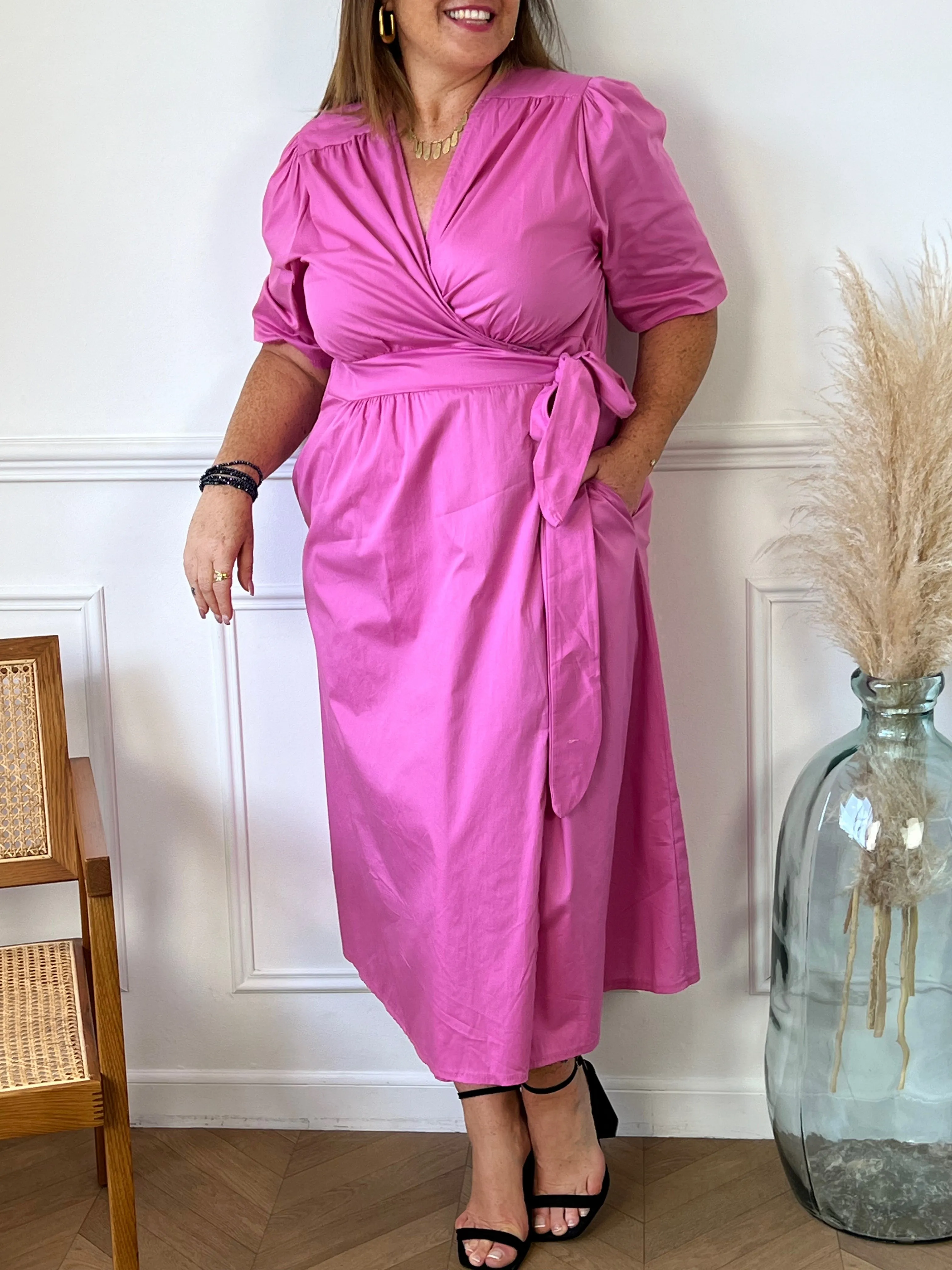 Robe portefeuille rose : Jacynthe