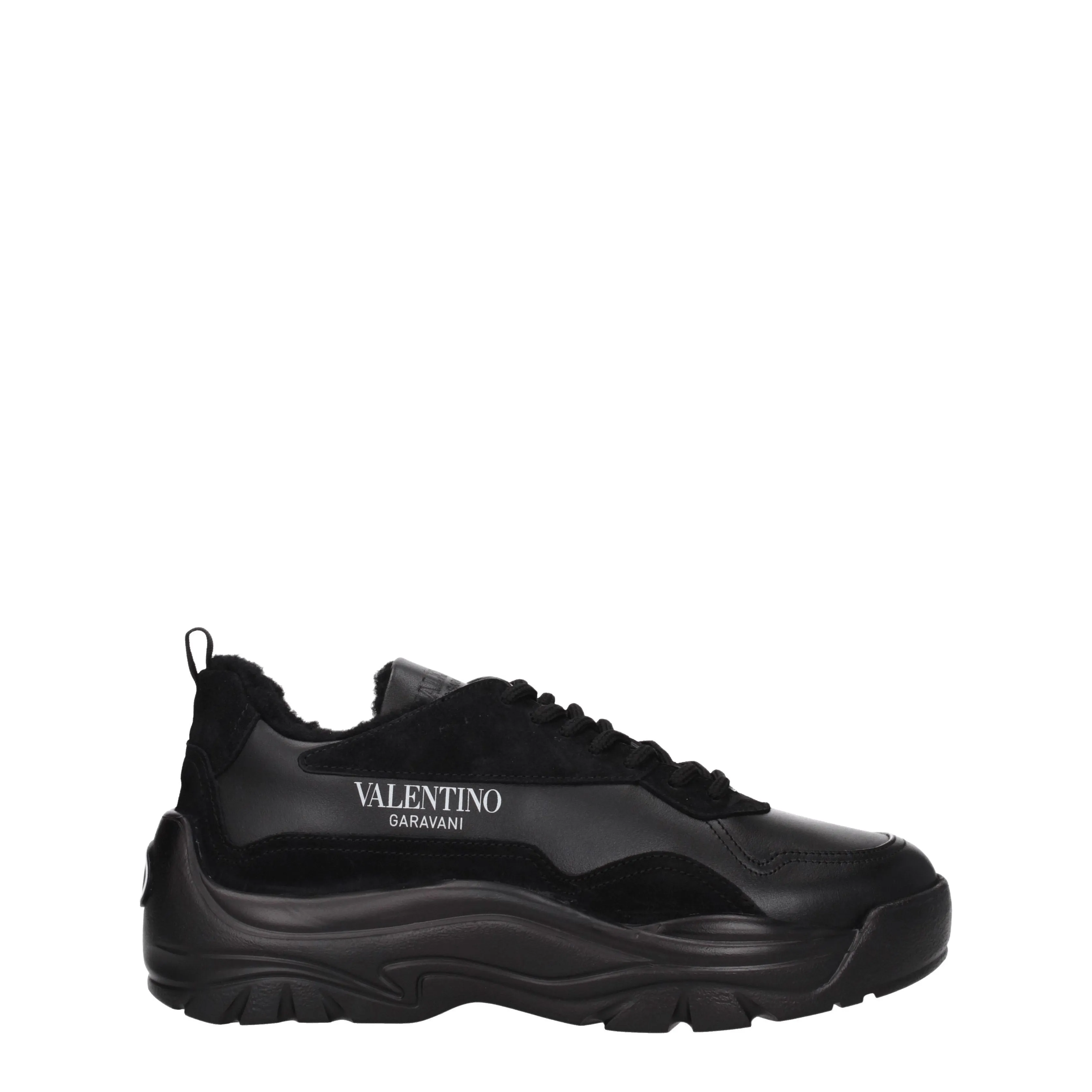 Valentino garavani baskets hommes en cuir noir / noir