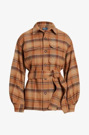Veste chemise à carreaux et ceinture en laine recylée