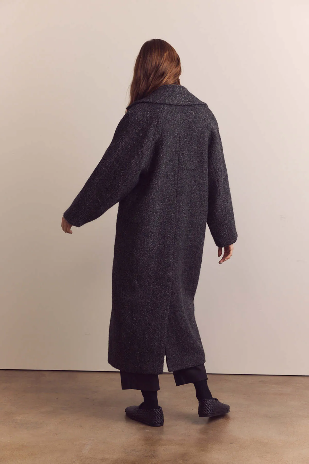 Wool Blend Maxi Coat - Dark Heather Grey